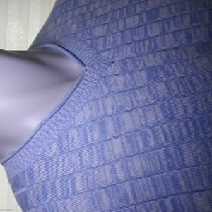 Vinil blue and  white ribbed cotton blend vneck sweater. Large